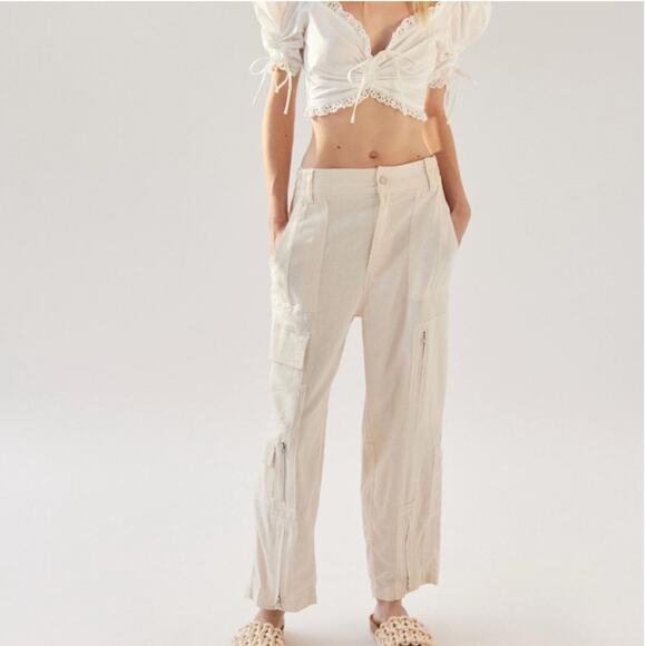 NWT NEW Urban Outfitters Myla Linen Cargo Pants - Picture 3 of 9